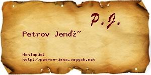 Petrov Jenő névjegykártya